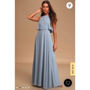 Utterly flattering light blue sleeveless maxi dress lulus size small